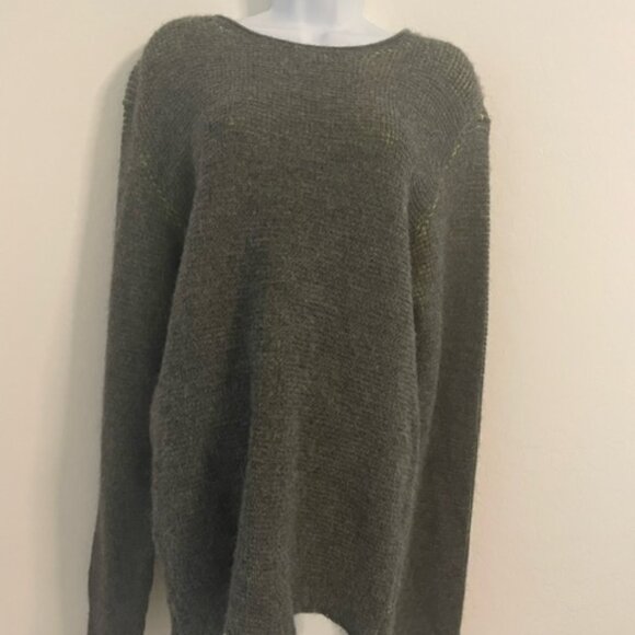 Paul Smith alpaca & lambswool Sweater long size L grey/neon green super soft EUC - Picture 1 of 6